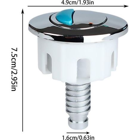 Bouton De Chasse D Eau - Double Poussoir - Pour Reservoir De Toilettes - Chrome - 1 Unite (1/5)