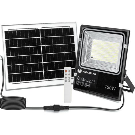 Faro Led 150W Nero con pannello solare IP66 CCT temperatura colore regolabile Dimmerabile con telecomando e crepuscolare Aigostar (1/5)