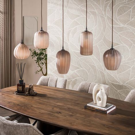 Suspension 5 lampes 125x20x150 cm en verre givré brun mat - TUNKA
