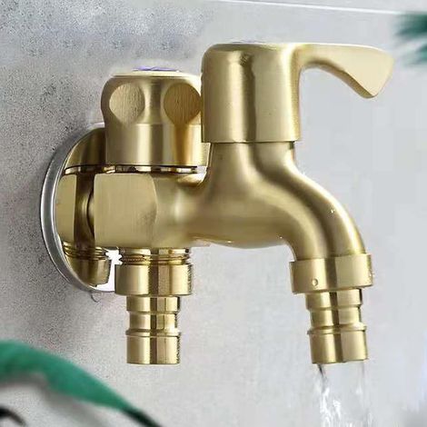 CCYKXA Version étendue de la Double Sortie Robinet, Rétro Robinet de Laiton Robinet Antique cuivre Robinet Salle de Bains vadrouille Robinet Machine à Laver Robinet Jardin extérieur Robinet G1/2 (1/5)