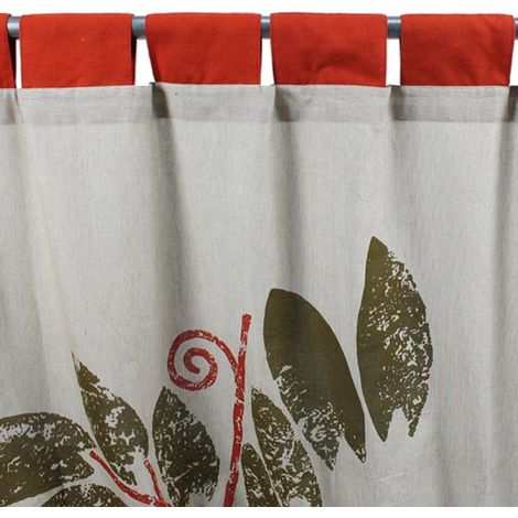 SIENNA - Rideau en coton à pattes imprimé nature rouge-beige 140x260 (1/3)