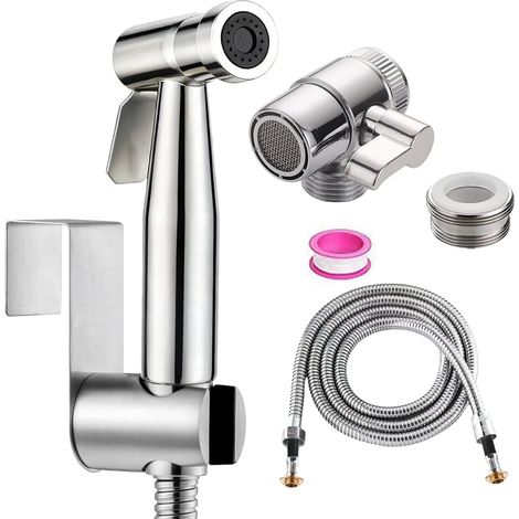 Stainless Steel Hygienic Bidet Kit Shower Head Toilet - Toilet Shower Head Kit with Tap Diverter Valve - Shower Head for Intimate Hygiene (1/5)