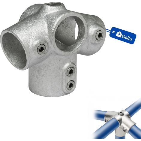 Raccord de faîtage 27½° Ø42 mm galvanisé argent – connecteur de tuyau de toit fixation crête interclamp – Raccord ubulaire croix, kee klamp, connecteur voies – GeZu Impex
