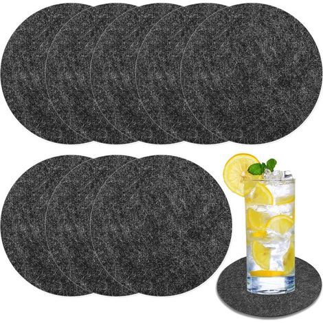 8 Pièce Grands Dessous de Verre en Feutre, 15 cm Diamètre 3 mm Épaisseur, Felt Coaster Ronds, Anti-Slip Résistant à La Chaleur, Anthracite, Dessous de Vase, pour Casseroles, Verres, Vases, Bols (1/4)