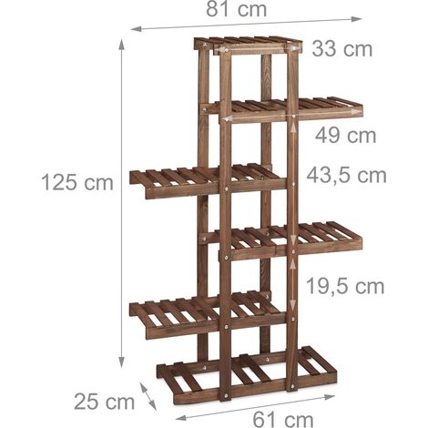 Scaffale per fiori in legno a scala interno 125 x 81 x 25 cm 5 livelli fascino naturale in legno di abete 130005238