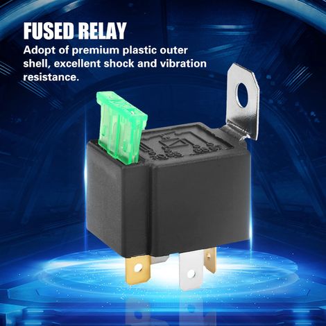 Relais marche/arrêt noir 4 broches CC 12 V 30 A avec fusible et support