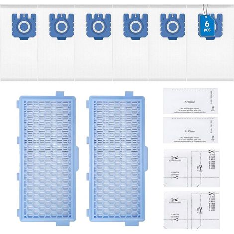 6 Staubsaugerbeutel, kompatibel mit Miele GN, 6 HEPA-Filter, für die Serien C1, C2, C3, S2000, S5000 und S8000 (1/5)
