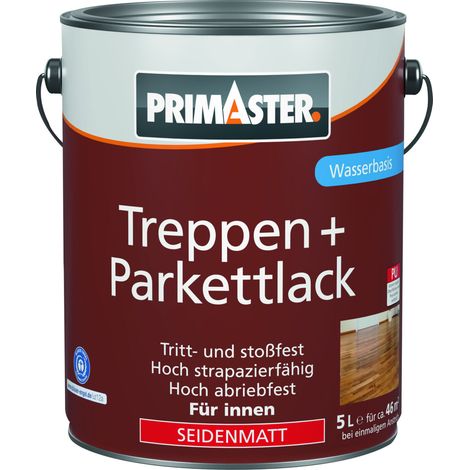 Primaster Treppen + Parkettlack farblos seidenmatt 5 L Lacke