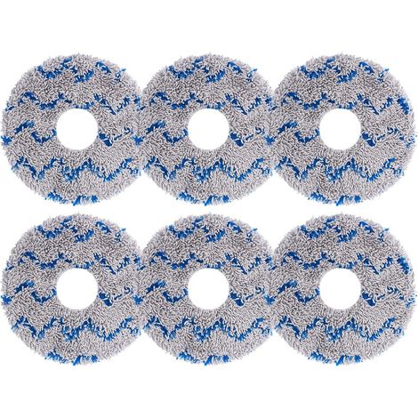 Paños de limpieza de repuesto azules (diámetro exterior: 13,5 cm, diámetro interior: 3,5 cm), paquete de 6, mopa de fibra para aspiradoras Ecovacs T20, T20pro, T20max, T20 MAX PLUS y T20 PRO PLUS (1/5)