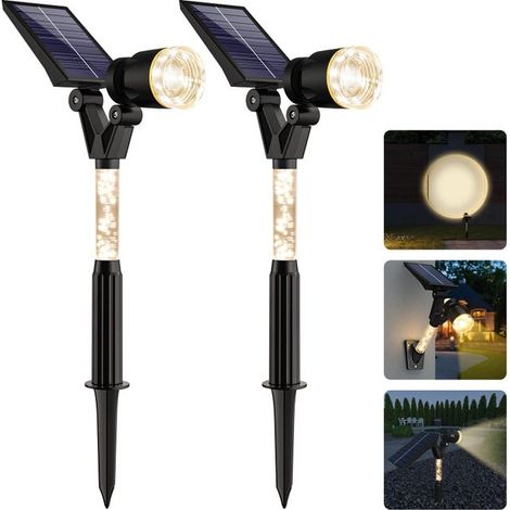 Solarstrahler für den Außenbereich, wasserdicht, 300 LM, Außenstrahler für den Hof, solarbetriebene Gartenstrahler, 3 Helligkeitsmodi, 8er-Pack