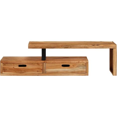 Meuble TV Banc TV Armoire TV (118-200) x 30 x 40 cm Bois massif d'acacia (1/5)