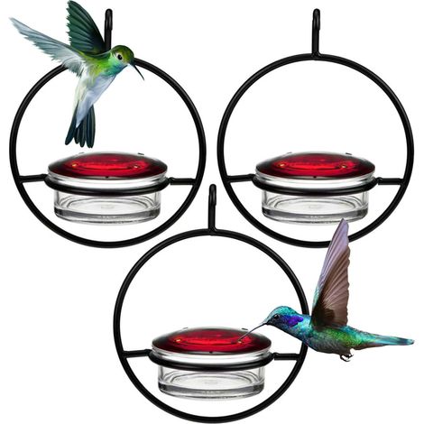 Comedero para colibríes (paquete de 3), diseño circular, repelente de hormigas y abejas, para jardín, patio o terraza. (1/5)