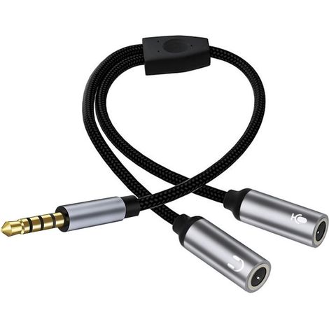 TRADE SHOP - Cavo Sdoppiatore Splitter Trrs Da Aux 3,5mm Uno In Due Per Condivisione Audio Q-hd73 -