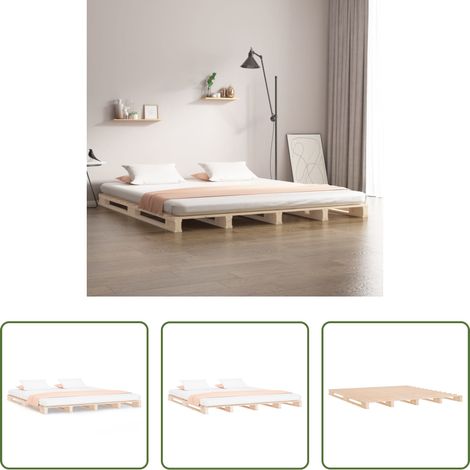 vidaXL Lit en bois - Lit de palette 200x200 cm bois de pin massif (1/5)