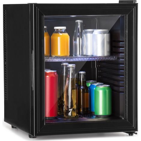 Klarstein Mini Fridge for Bedrooms, Food, Drinks, Beer & Skincare Fridge Cooler, Glass Door Drinks Fridge, 32L Table Top Fridge w/ Adjustable Shelves, Quiet & Small Fridge For Home, Office, & Camping