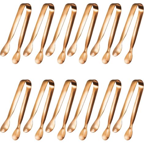 12 pinces à sucre en acier inoxydable 304 de qualité alimentaire (or rose)-AquaForge (1/5)