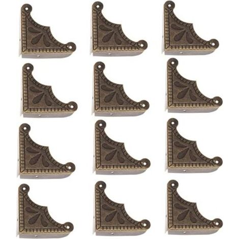 Coins de protection 38 x 38 x 9 mm - 12 PCS Coins Métal pour Boîte en bois - Angle de protection Accessoires pour Caisses Boîtes Meubles Tables Bronze Vintage Rétro Antique (1/5)