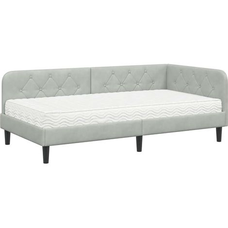 Maison Exclusive - Cornice del letto ad angolo Grigio chiaro 90 x 190 cm Velluto
