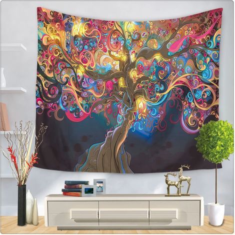 Sollbry Tapisserie Murale Tentures Arbre Psychédélique Tapisseries Décoration Maison - 200cm X 150cm (1/5)
