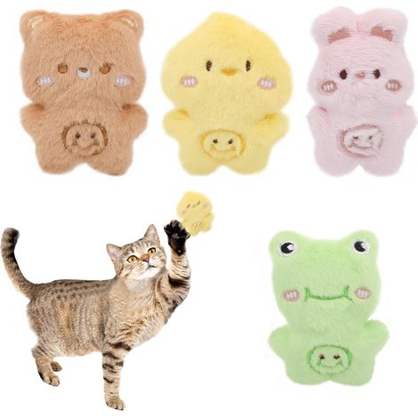 Lot de 4 Jouets Chat Herbe à Chat Peluches Jouet Chat avec Herbe à Chat et Papier bruissant Jouet Chat interactif intérieur Doux et sûr Petit Peluche Amusant pour Chatons et Chats Adultes (1/5)