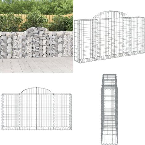Gabione mit Hochbogen 200x30x100/120 cm Verzinktes Eisen - Gabionenkorb - Gabionenwände - Gartendekoration - Gartenzubehör - Zaun - Home & Living (1/5)