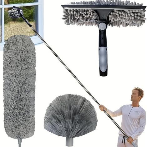 Plumeau Télescopique 1.5-6m – Tête de Loup, Microfibre Lavable – pour Plafonds, Fenêtres (1/5)