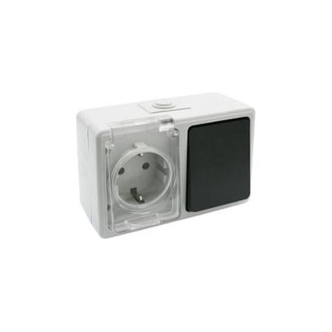 Socle de prise de courant Schuko Surface étanche avec interrupteur Ip44 36.526/bi