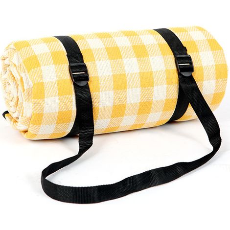 Picknickdecke, Campingdecke, extra große Stranddecke, wasserdicht mit Tragegriff, 200 x 200 cm – gelb