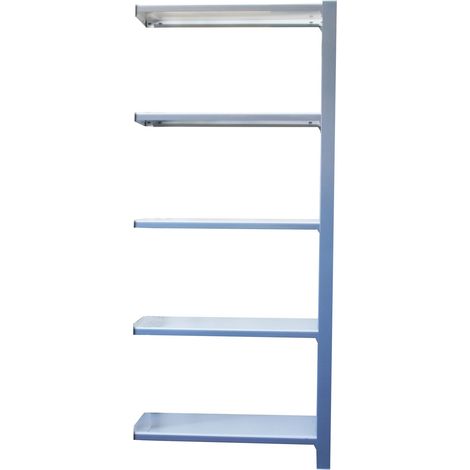 Estantería metálica sin tornillos OFFICLICK de 5 estantes (210x90x30cm) GRIS Y BLANCO (1/2)