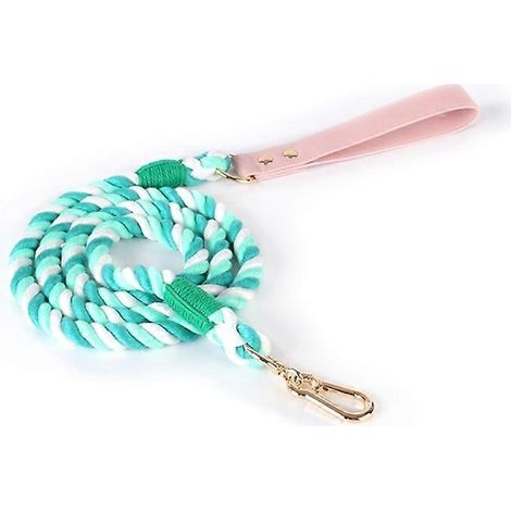 Tresse tressée pour chien, laisse dégradée multicolore, cordon de traction pour chat, laisse de promenade pour animal - 150 cm x 12 mm, vert verdâtre. (1/4)
