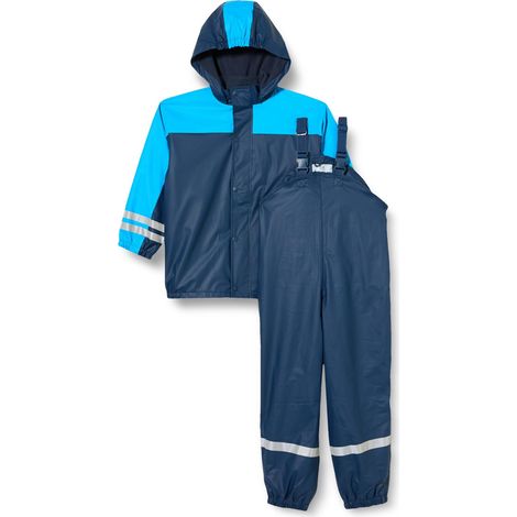 Playshoes Tuta antipioggia con fodera in pile, Abbigliamento antipioggia caldo e impermeabile per fango Unisex - Bambini e ragazzi, marino, 86 (1/4)