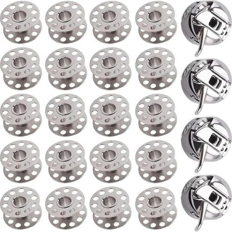 Lot de 2 capsules de bobine et 8 maillets pour machine à coudre en acier inoxydable pour machines à chargement frontal de classe 15 (1/4)
