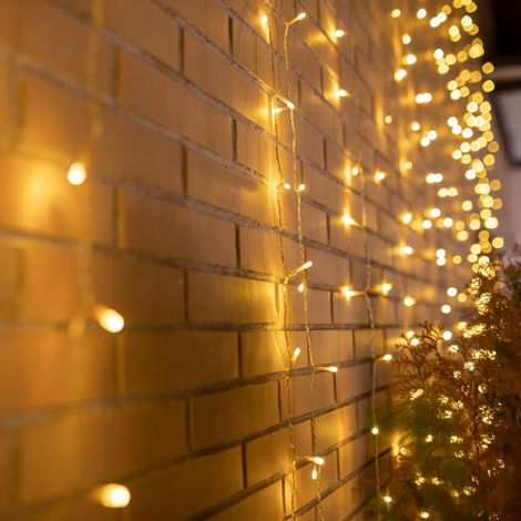 LED Lichtervorhang Steckdosenanschluss IP44 2700 K warmweiß 6 x 3 m lang Terrasse Balkon Außenleuchte Außenlichterkette (1/3)