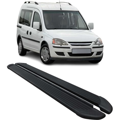 Marchepieds Latéraux Pédale Compatible avec Opel Combo 2001-2011 en Aluminium Noir 2X (1/5)