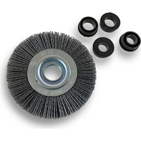 Brosse circulaire NYLON Abrasif Ø 100 mm Epaisseur 2 rangs Carbure de silicium Grain 80 Alésage 16 mm Touret meuleuse ponceuse Brossage décapage polissage dérouillage Kibros 234102KR80 (1/5)