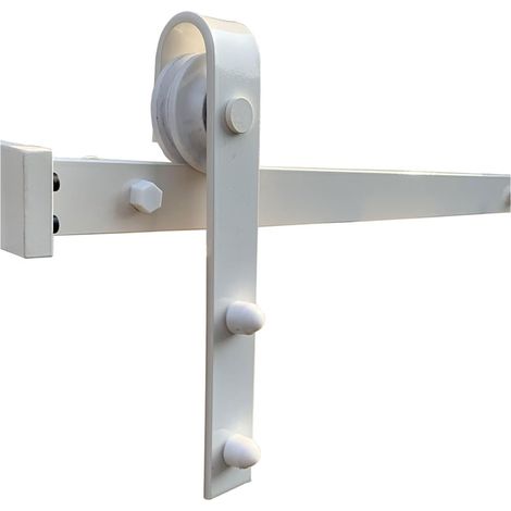 Kit de quincaillerie pour porte de grange Blanc 5FT-10FT noir classique porte coulissante en bois, Rail coulissant grange porte matériel Rail piste porte coulissante grange Facile à installer en douce (1/5)