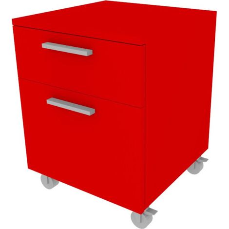Cassettiera colorata per cameretta o ufficio - Soluzione salvaspazio con chiusura rallentata - Rosso