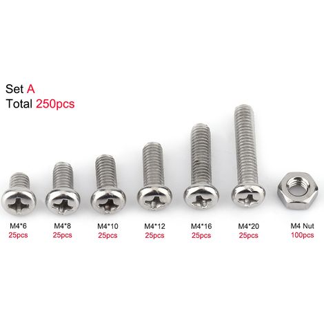 Assortiment de vis, boulons et écrous M4 en acier inoxydable SS304 (tête bombée) (1/5)