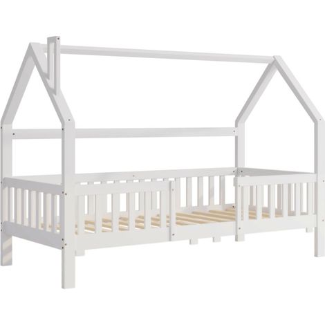 Lit d'enfant en pin 90 x 200 cm (sans matelas), avec cheminée, sommier à lattes massif (1/5)