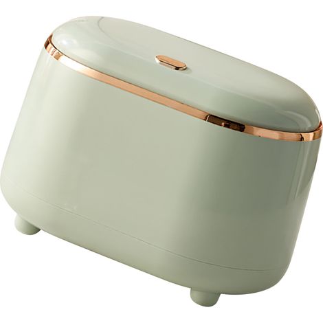 Corbeille de bureau poubelle miniature à grande ouverture, ABS, avec couvercle, vert clair (1/5)
