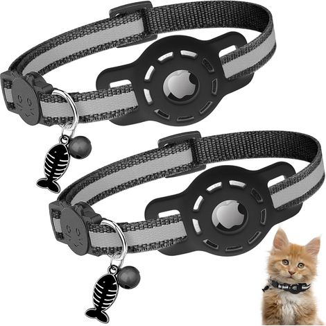 Diyife Katzenhalsband compatible avec Airtag, Reflektierend GPS Leichte Tracker Katzenhalsbänder avec Airtag Hülle (1/5)