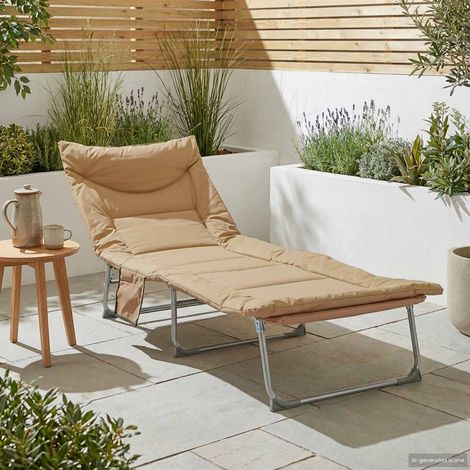 vidaXL Lettino prendisole pieghevole con cuscino Beige