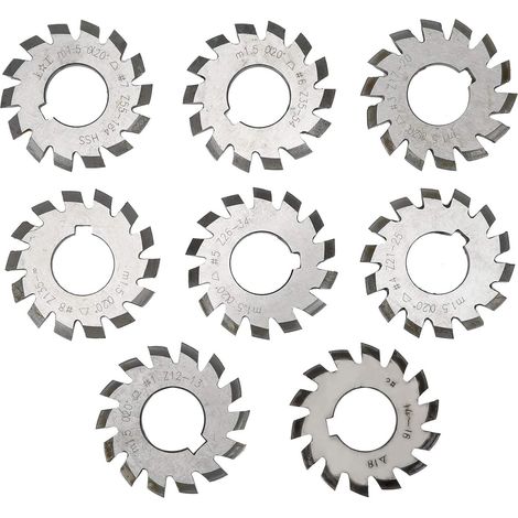 8 Pièces Coupe Engrenage M1.5 Module 20 Degrés Fraise Module Acier HSS Outil de Fraisage Industriel pour Métal Mécanique (1/5)