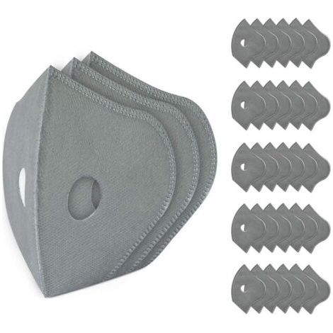 Lot de 30 filtres de rechange pour masque, tissu soufflé au charbon actif, filtre de rechange à 5 couches, réutilisable, masque anti-poussière respirant, adapté au travail du bois, taille universelle (1/5)