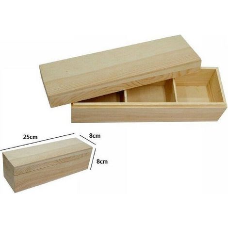 TrAdE Shop Traesio - Scatola Contenitore In Legno Naturale 3 Scomparti Decoupage 25x8x8cm -