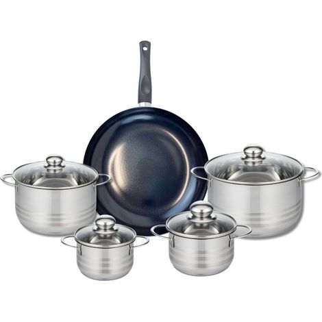 Ensemble de 1 Poêle de cuisson 32 cm et 4 faitouts 14, 16, 20 et 24 cm Elo Prima Brillant (1/5)