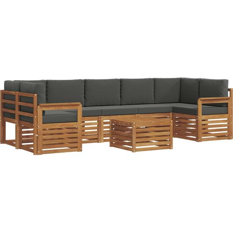 Conjunto de sofás de exterior 8 uds. Natural y Antracita vidaXL (1/5)