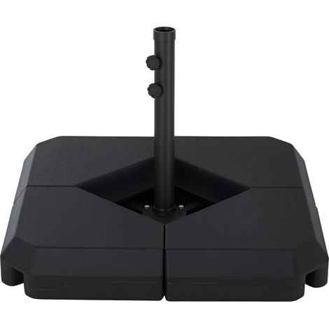Pied de parasol en forme de croix, diamètre 48 mm, 4 poids lestables (60 L d'eau ou de sable), tube en acier 80 x 80 x 56 cm, noir