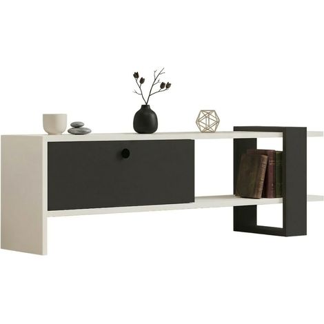 Mobile Porta tv Taurasi, Un'anta, Apertura a Ribalta, 2 Vani, 120x25x37h cm Nero Antracite