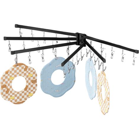 Porte-sous-vêtements de Séchage Étendoir à Linge Murale Économiseur d'Espace Cintres à Pince pour Sac Chapeau Soutien-Gorge Voyage Vêtements Famille (1/5)